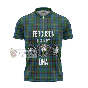 Ferguson of Atholl Tartan Zipper Polo Shirt with Family Crest DNA In Me Style