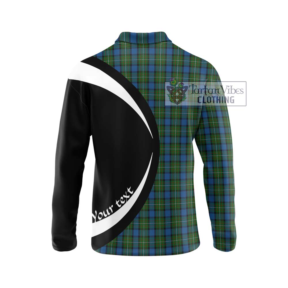 Ferguson of Atholl Tartan Long Sleeve Polo Shirt with Family Crest Circle Style - Tartan Vibes Clothing