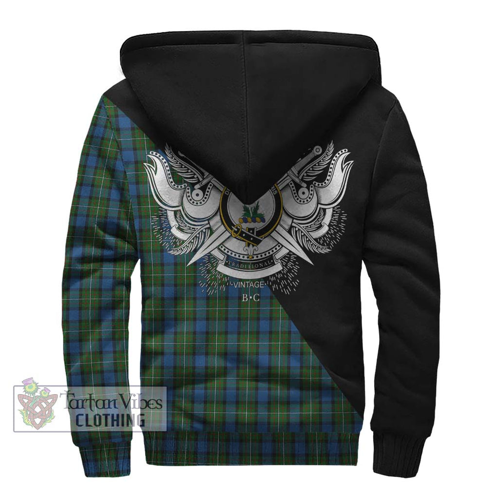 Ferguson of Atholl Tartan Sherpa Hoodie with Family Crest and Military Logo Style - Tartanvibesclothing Shop