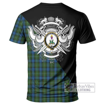 Ferguson of Atholl Tartan T-Shirt with Family Crest and Military Logo Style