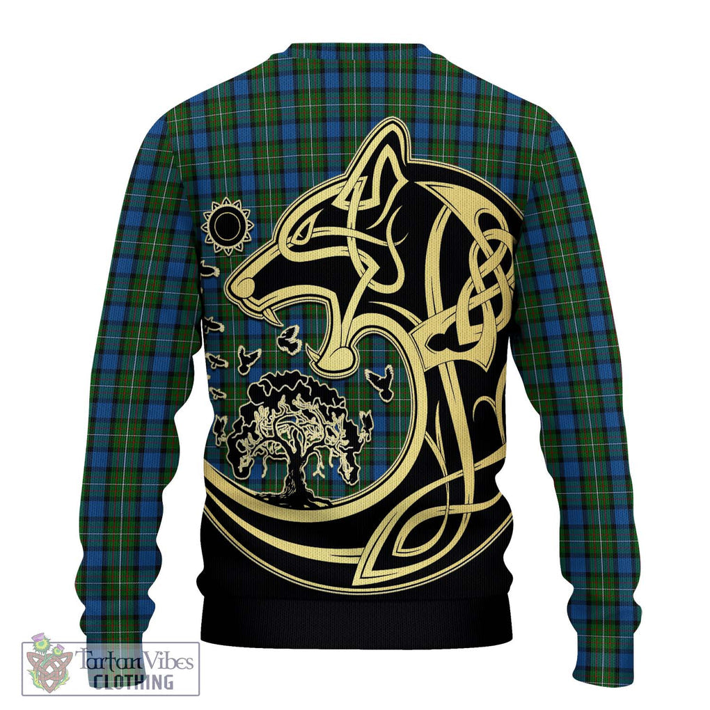 Ferguson of Atholl Tartan Knitted Sweater with Family Crest Celtic Wolf Style - Tartan Vibes Clothing