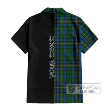 Ferguson of Atholl Tartan Short Sleeve Button Shirt with Family Crest and Half Of Me Style