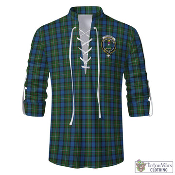 Ferguson of Atholl Tartan Men's Scottish Traditional Jacobite Ghillie Kilt Shirt with Family Crest