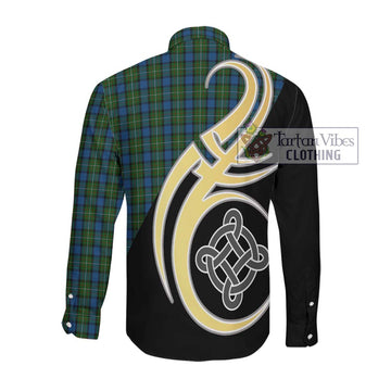 Ferguson of Atholl Tartan Long Sleeve Button Shirt with Family Crest and Celtic Symbol Style