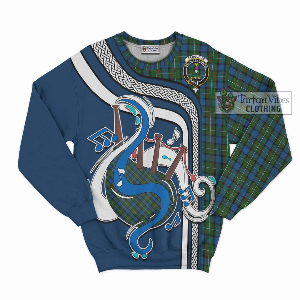 Ferguson of Atholl Tartan Sweatshirt with Epic Bagpipe Style - Tartanvibesclothing Shop