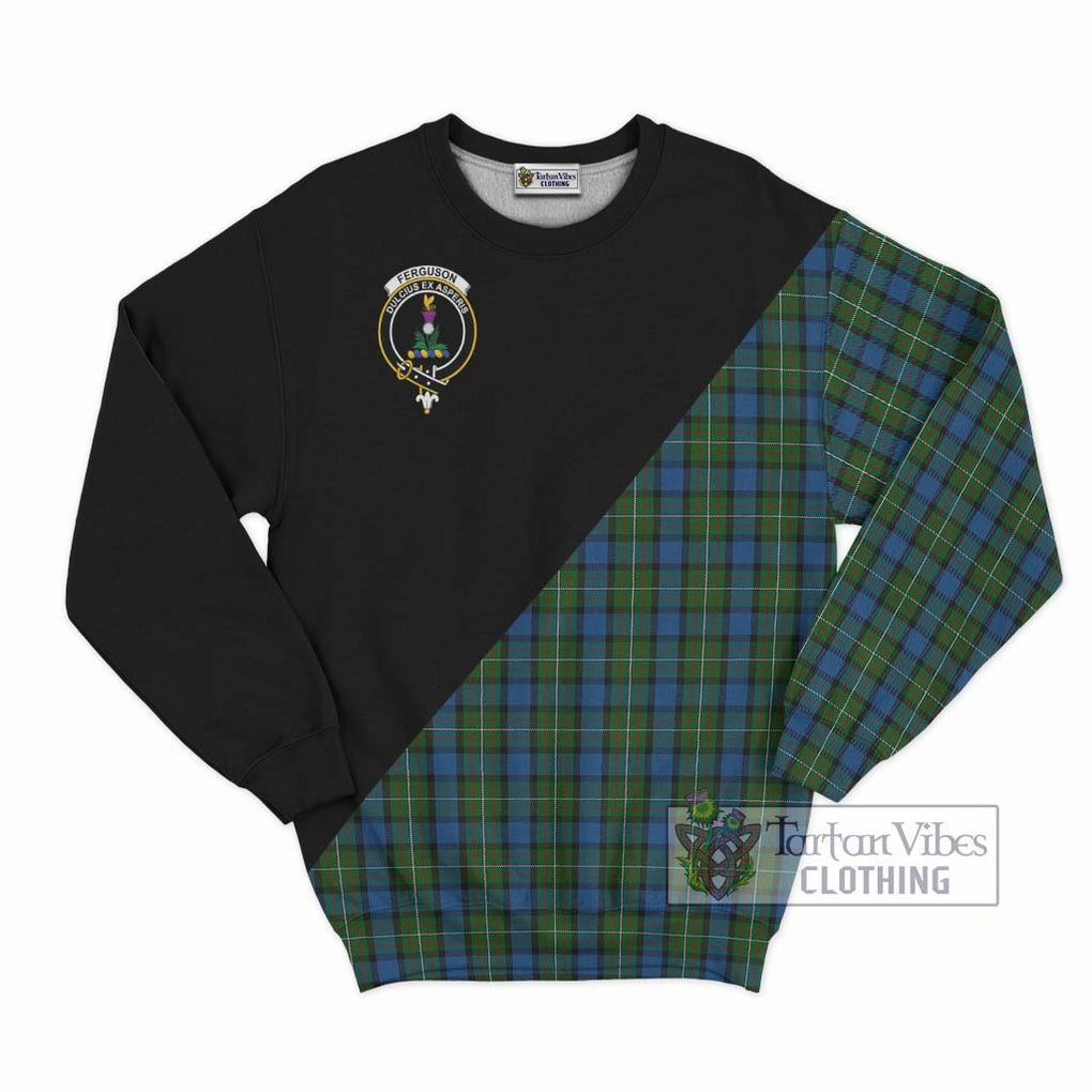 Ferguson of Atholl Tartan Sweatshirt with Family Crest and Military Logo Style - Tartanvibesclothing Shop