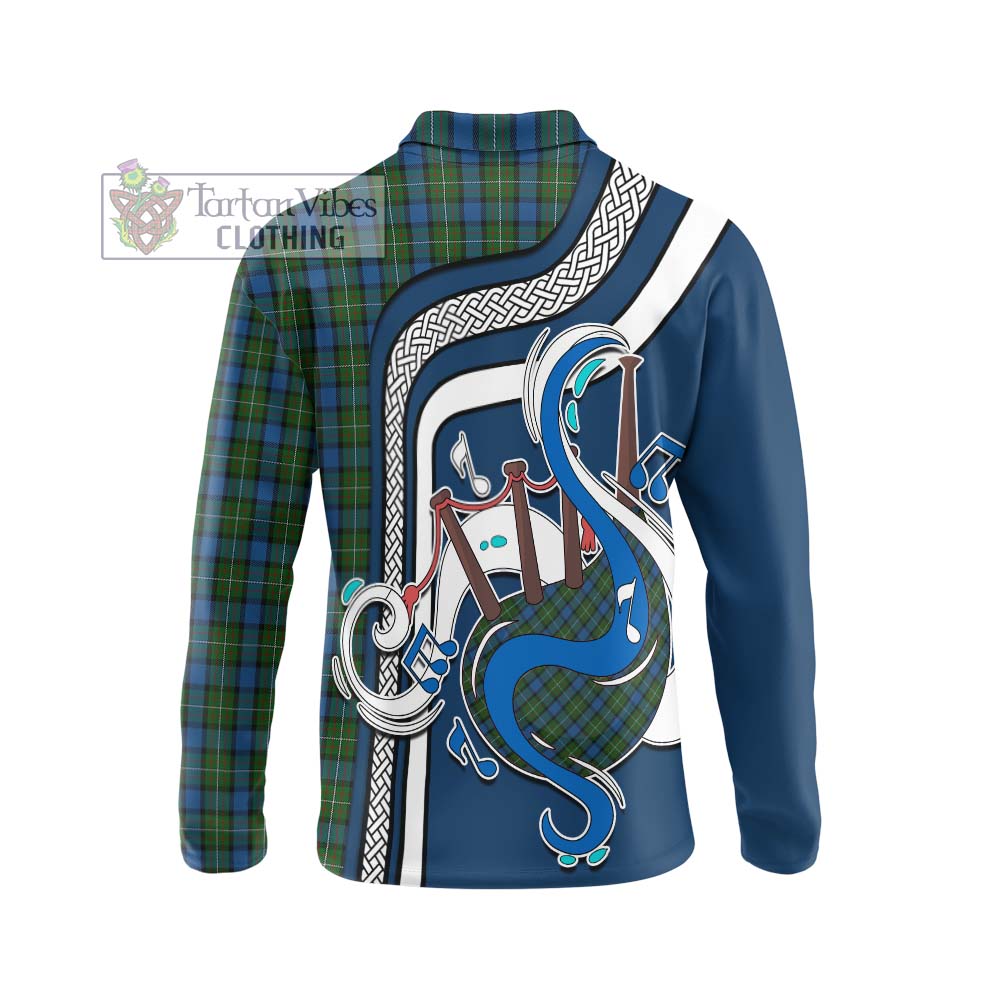 Tartan Vibes Clothing Ferguson of Atholl Tartan Long Sleeve Polo Shirt with Epic Bagpipe Style