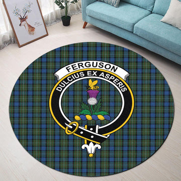 Ferguson of Atholl Tartan Round Rug with Family Crest