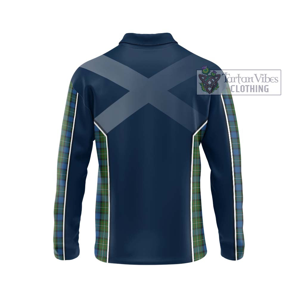 Ferguson of Atholl Tartan Long Sleeve Polo Shirt with Family Crest and Lion Rampant Vibes Sport Style - Tartan Vibes Clothing