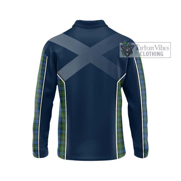 Ferguson of Atholl Tartan Long Sleeve Polo Shirt with Family Crest and Lion Rampant Vibes Sport Style