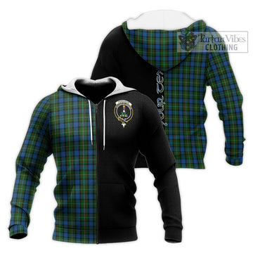 Ferguson of Atholl Tartan Knitted Hoodie with Family Crest and Half Of Me Style