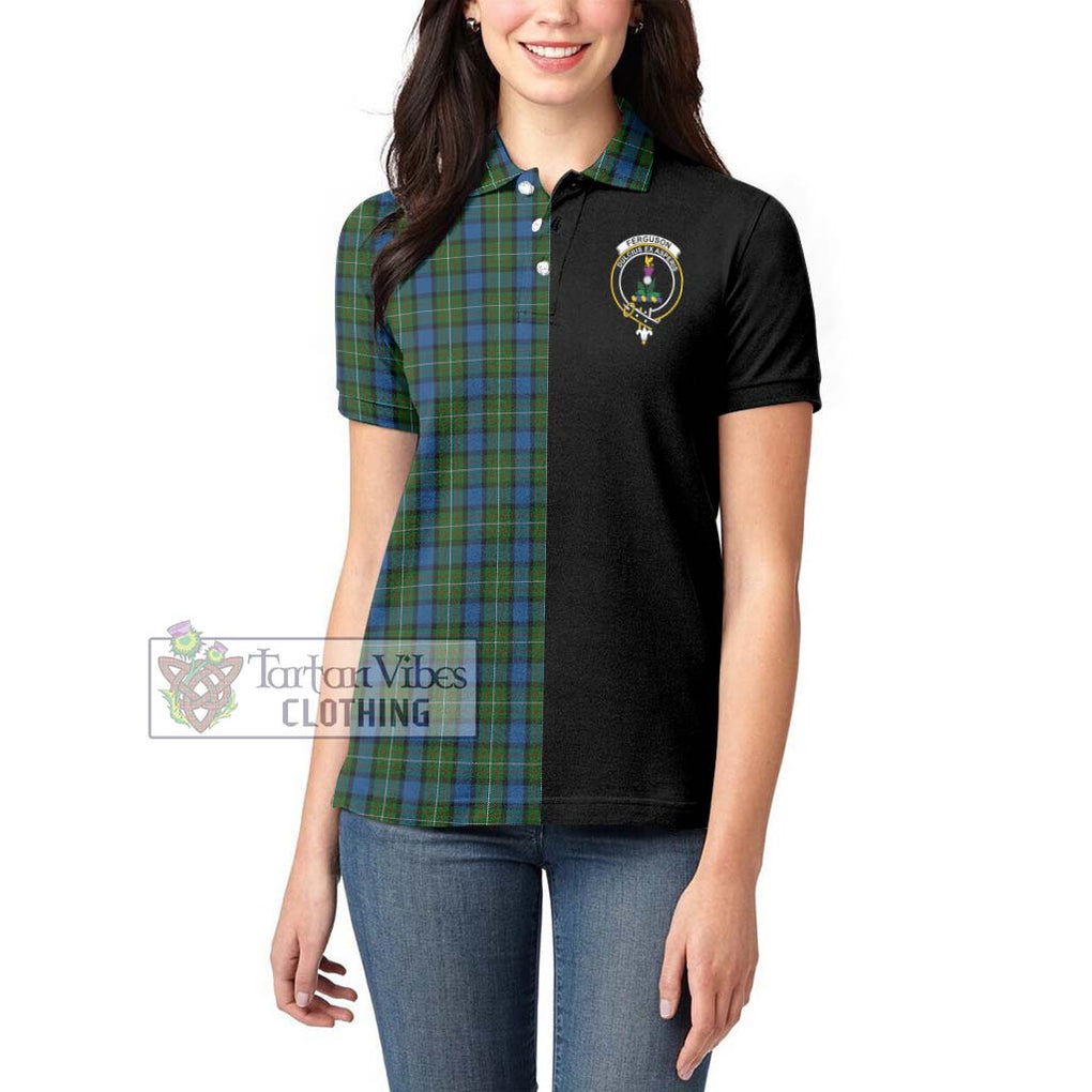 Ferguson of Atholl Tartan Women's Polo Shirt with Family Crest and Half Of Me Style - Tartanvibesclothing Shop