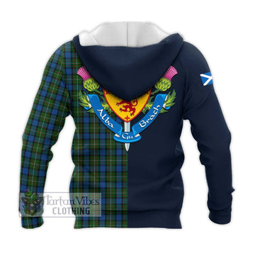 Ferguson of Atholl Tartan Knitted Hoodie Alba with Scottish Lion Royal Arm Half Style