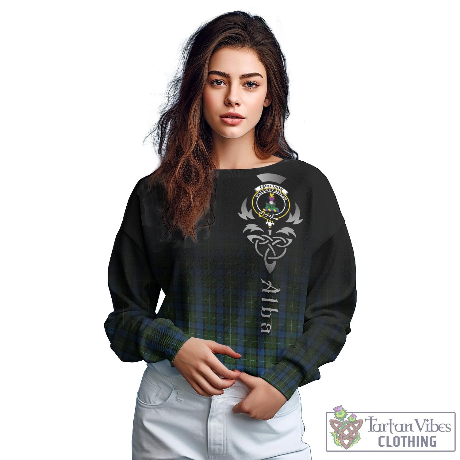 Tartan Vibes Clothing Ferguson of Atholl Tartan Sweatshirt Featuring Alba Gu Brath Family Crest Celtic Inspired