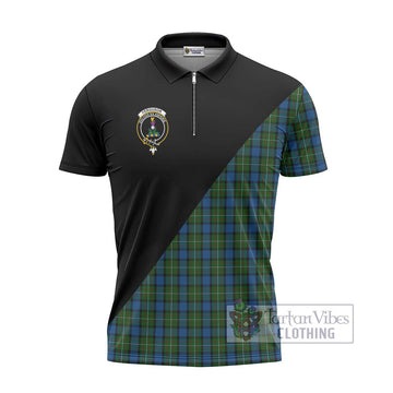 Ferguson of Atholl Tartan Zipper Polo Shirt with Family Crest and Military Logo Style