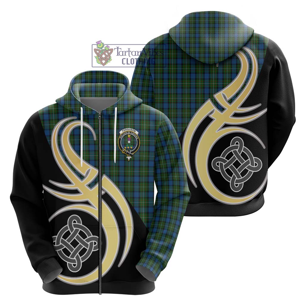 Ferguson of Atholl Tartan Hoodie with Family Crest and Celtic Symbol Style - Tartan Vibes Clothing