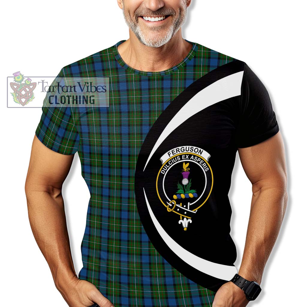 Tartan Vibes Clothing Ferguson of Atholl Tartan T-Shirt with Family Crest Circle Style