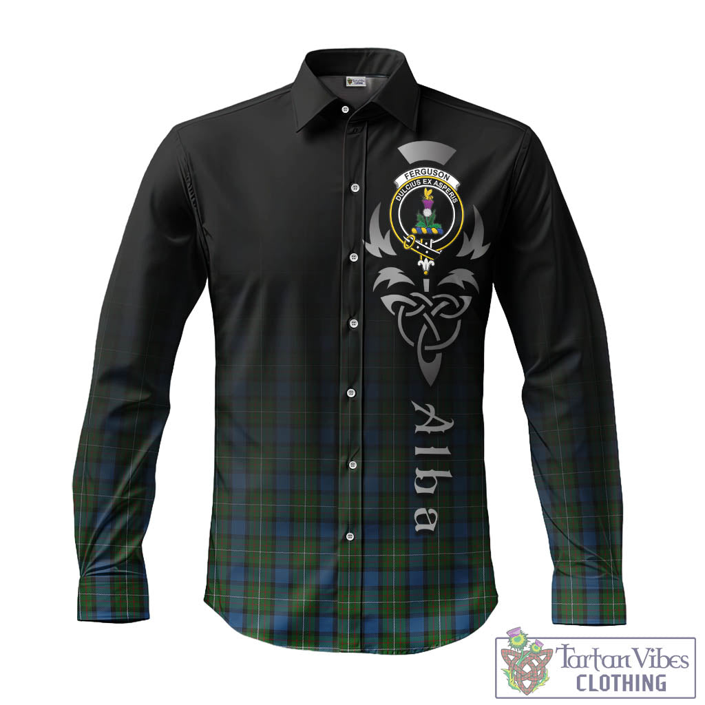 Tartan Vibes Clothing Ferguson of Atholl Tartan Long Sleeve Button Up Featuring Alba Gu Brath Family Crest Celtic Inspired