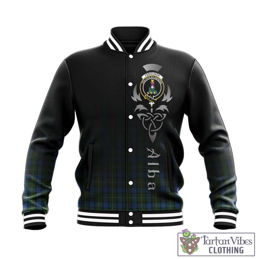 Tartan Vibes Clothing Ferguson of Atholl Tartan Baseball Jacket Featuring Alba Gu Brath Family Crest Celtic Inspired