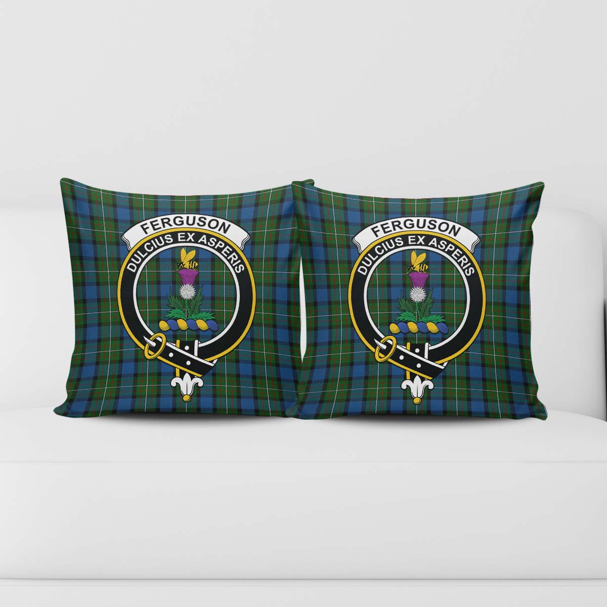 Ferguson of Atholl Tartan Pillow Cover with Family Crest - Tartanvibesclothing