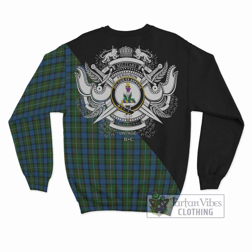 Ferguson of Atholl Tartan Sweatshirt with Family Crest and Military Logo Style - Tartanvibesclothing Shop