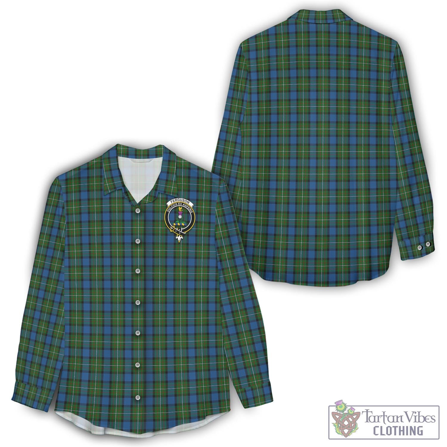 Tartan Vibes Clothing Ferguson of Atholl Tartan Womens Casual Shirt with Family Crest