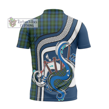 Ferguson of Atholl Tartan Zipper Polo Shirt with Epic Bagpipe Style