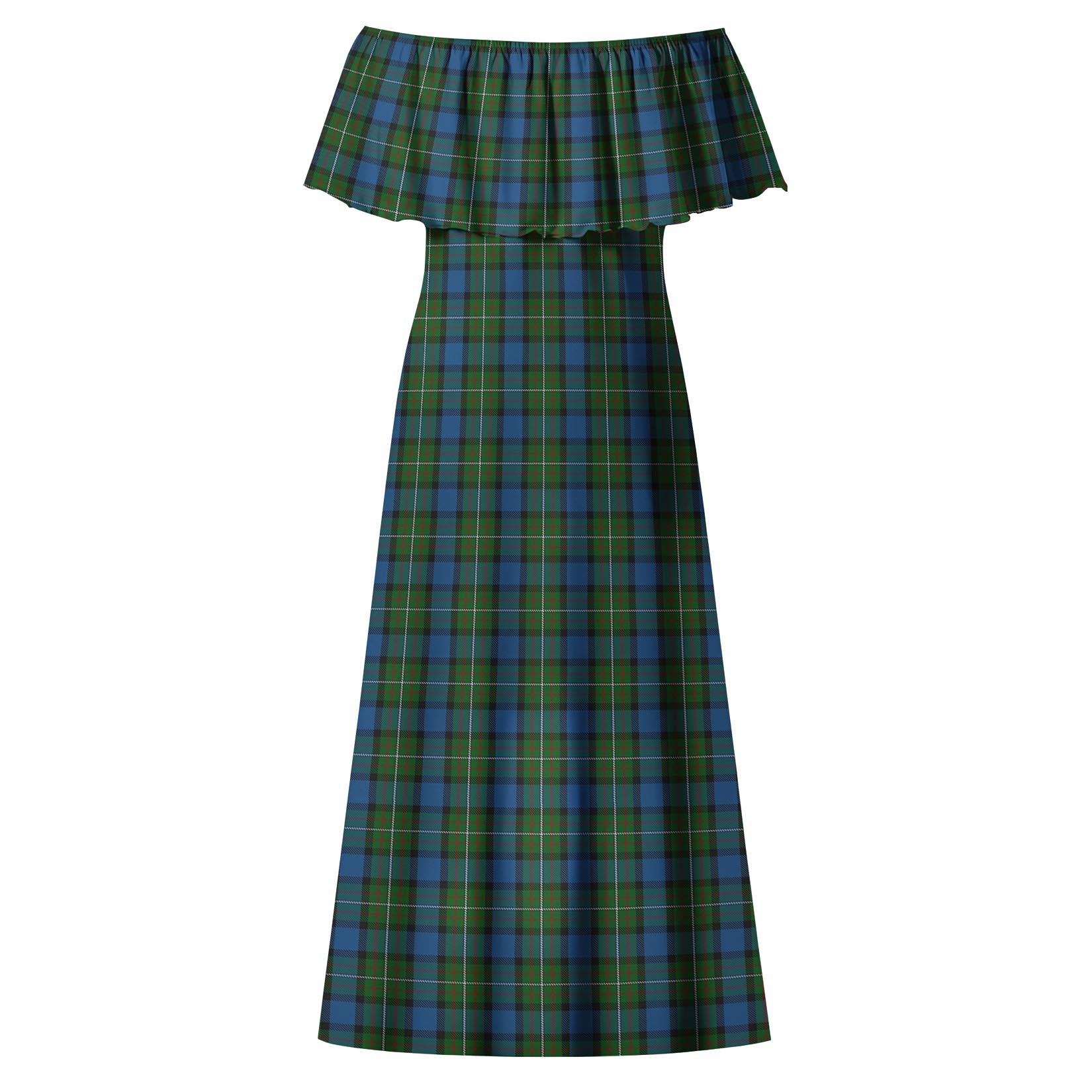 Ferguson of Atholl Tartan Off Shoulder Long Dress - Tartanvibesclothing