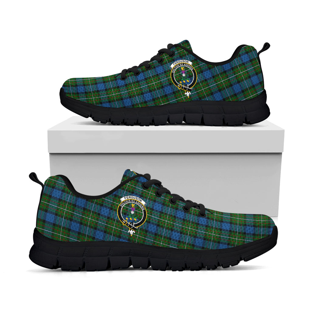 Ferguson of Atholl Tartan Sneakers with Family Crest - Tartan Vibes Clothing