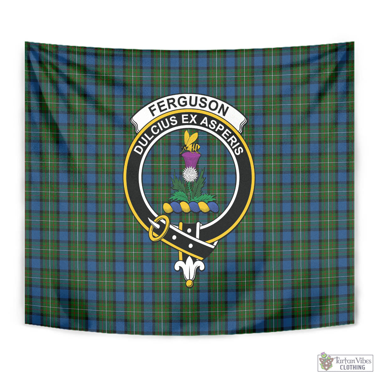 Tartan Vibes Clothing Ferguson of Atholl Tartan Tapestry Wall Hanging and Home Decor for Room with Family Crest