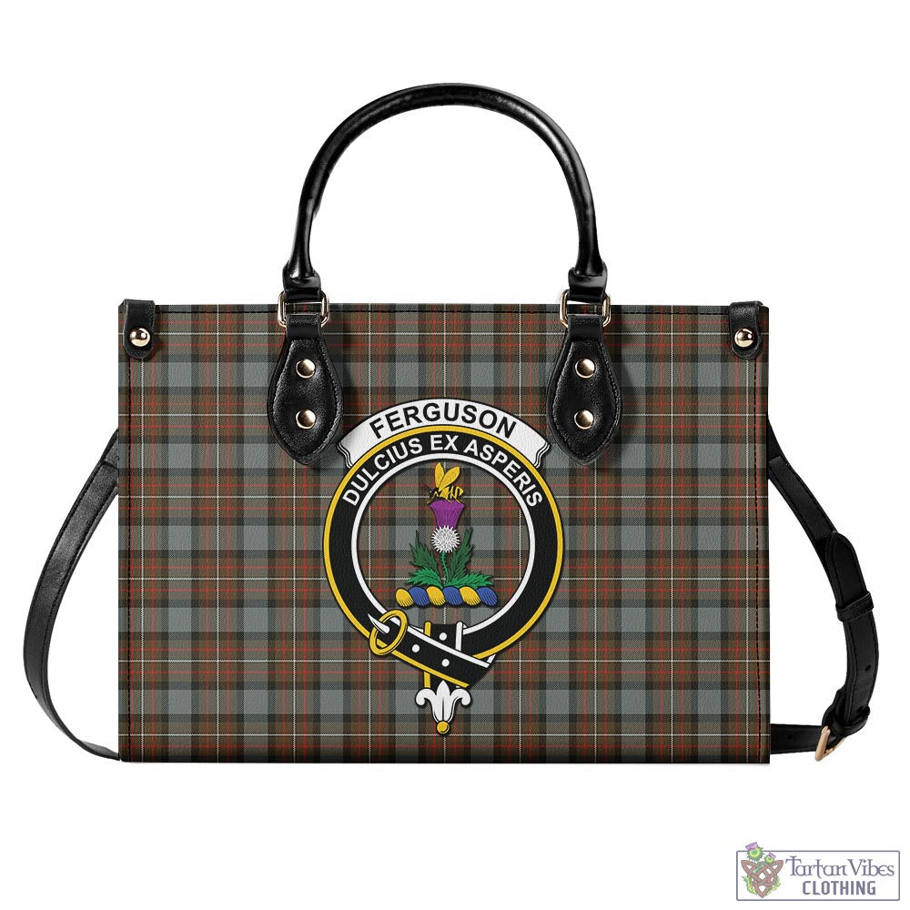 Tartan Vibes Clothing Ferguson Weathered Tartan Luxury Leather Handbags with Family Crest