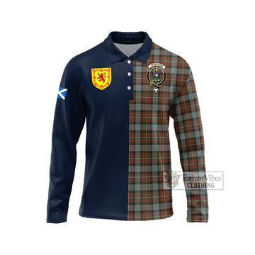 Ferguson Weathered Tartan Long Sleeve Polo Shirt Alba with Scottish Lion Royal Arm Half Style