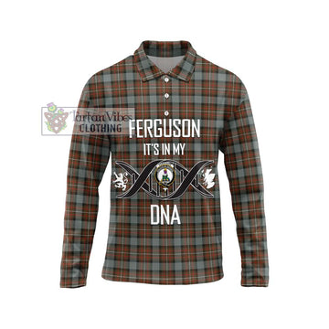 Ferguson Weathered Tartan Long Sleeve Polo Shirt with Family Crest DNA In Me Style