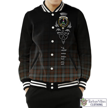 Ferguson Weathered Tartan Baseball Jacket Featuring Alba Gu Brath Family Crest Celtic Inspired