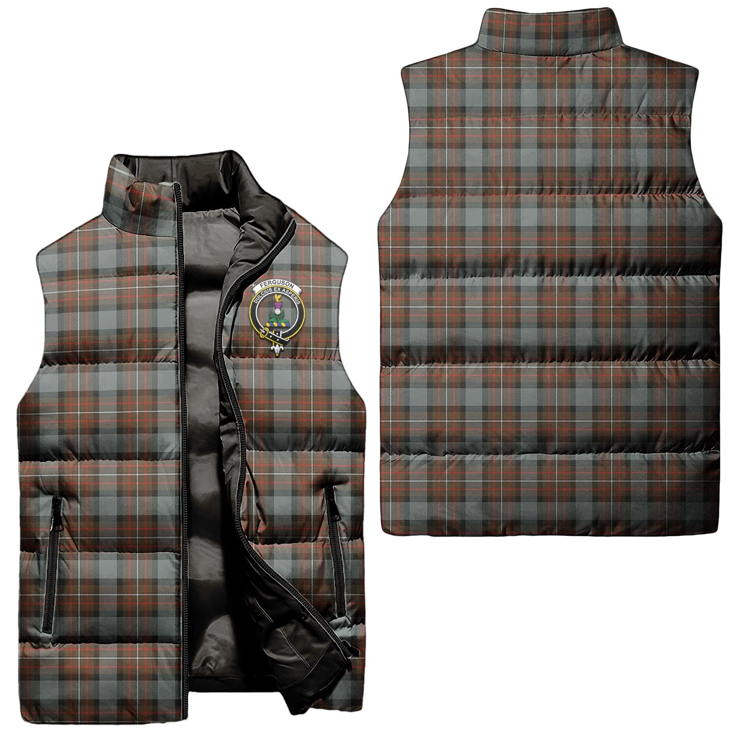 Ferguson Weathered Tartan Sleeveless Puffer Jacket with Family Crest Unisex - Tartanvibesclothing