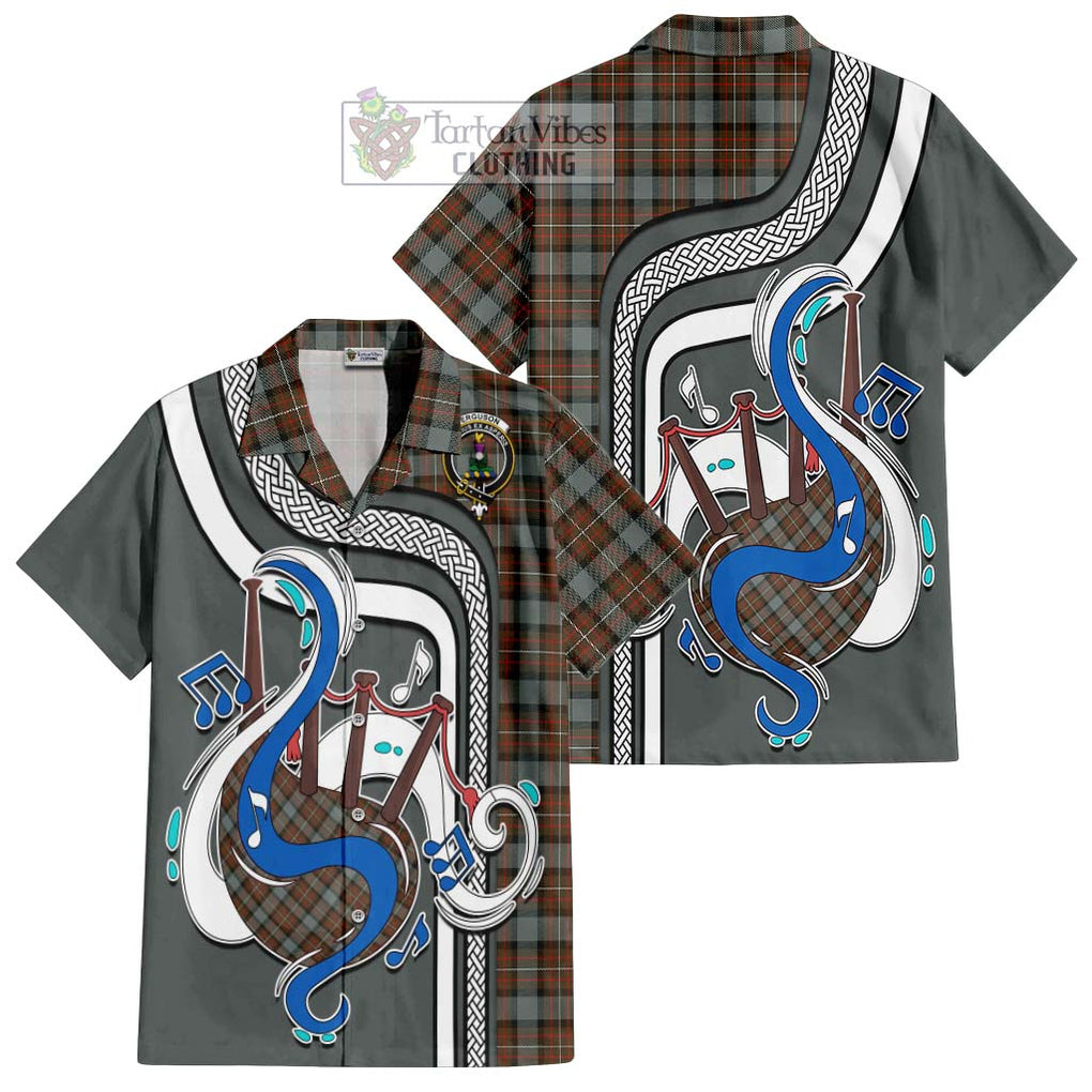 Ferguson Weathered Tartan Short Sleeve Button Shirt with Epic Bagpipe Style Kid - Tartanvibesclothing Shop