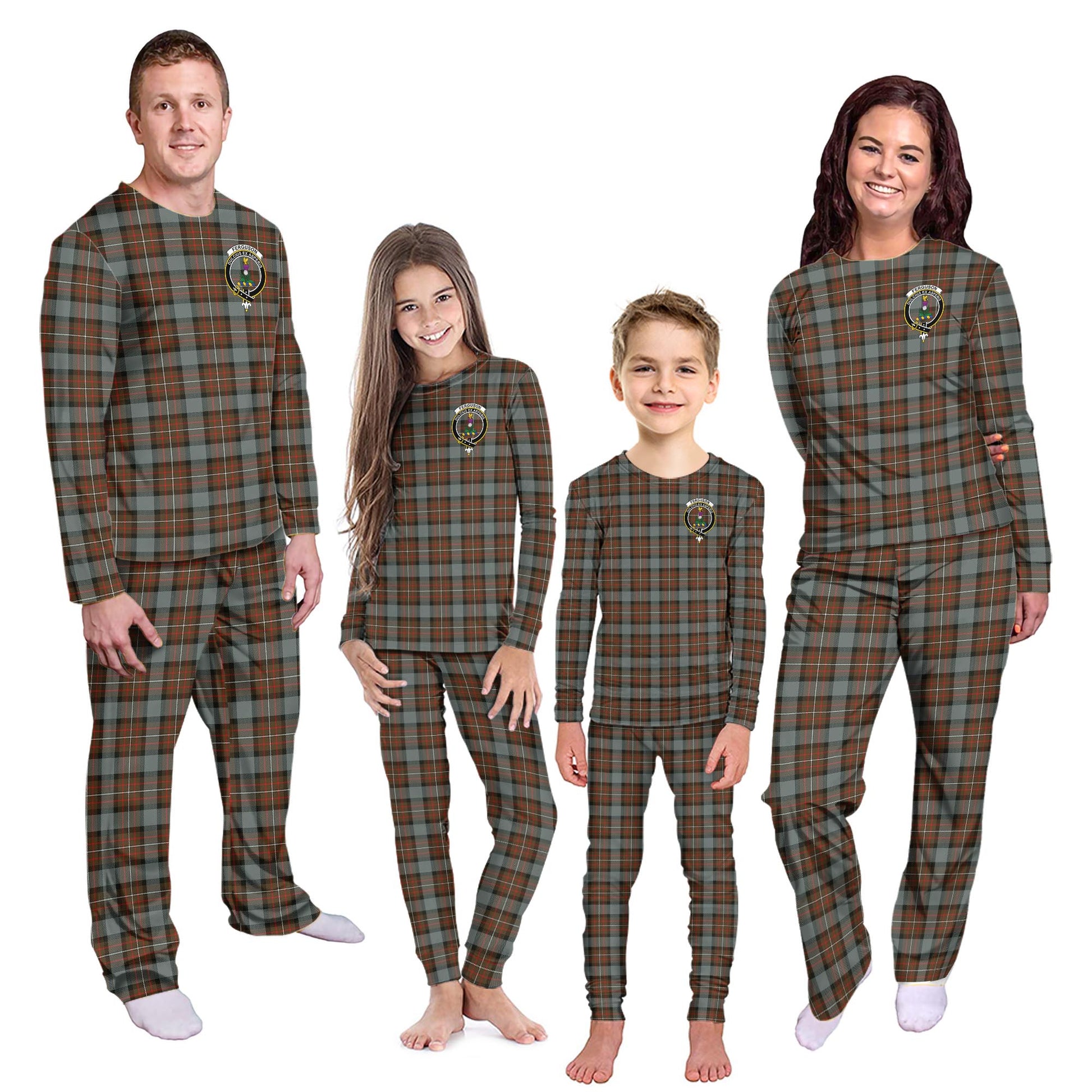 Ferguson Weathered Tartan Pajamas Family Set with Family Crest Kid - Tartan Vibes Clothing