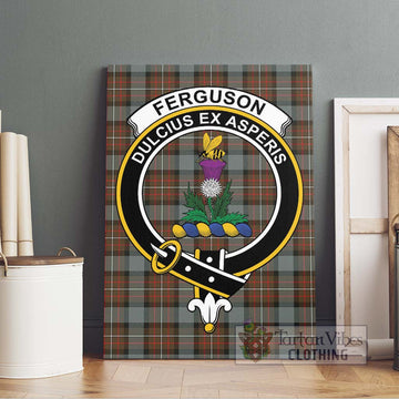 Ferguson Weathered Tartan Canvas Print Wall Art with Family Crest