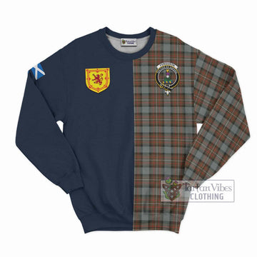 Ferguson Weathered Tartan Sweatshirt Alba with Scottish Lion Royal Arm Half Style