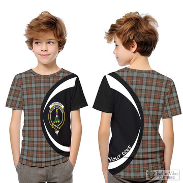 Ferguson Weathered Tartan Kid T-Shirt with Family Crest Circle Style