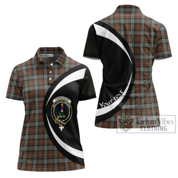 Ferguson Weathered Tartan Women's Polo Shirt with Family Crest Circle Style