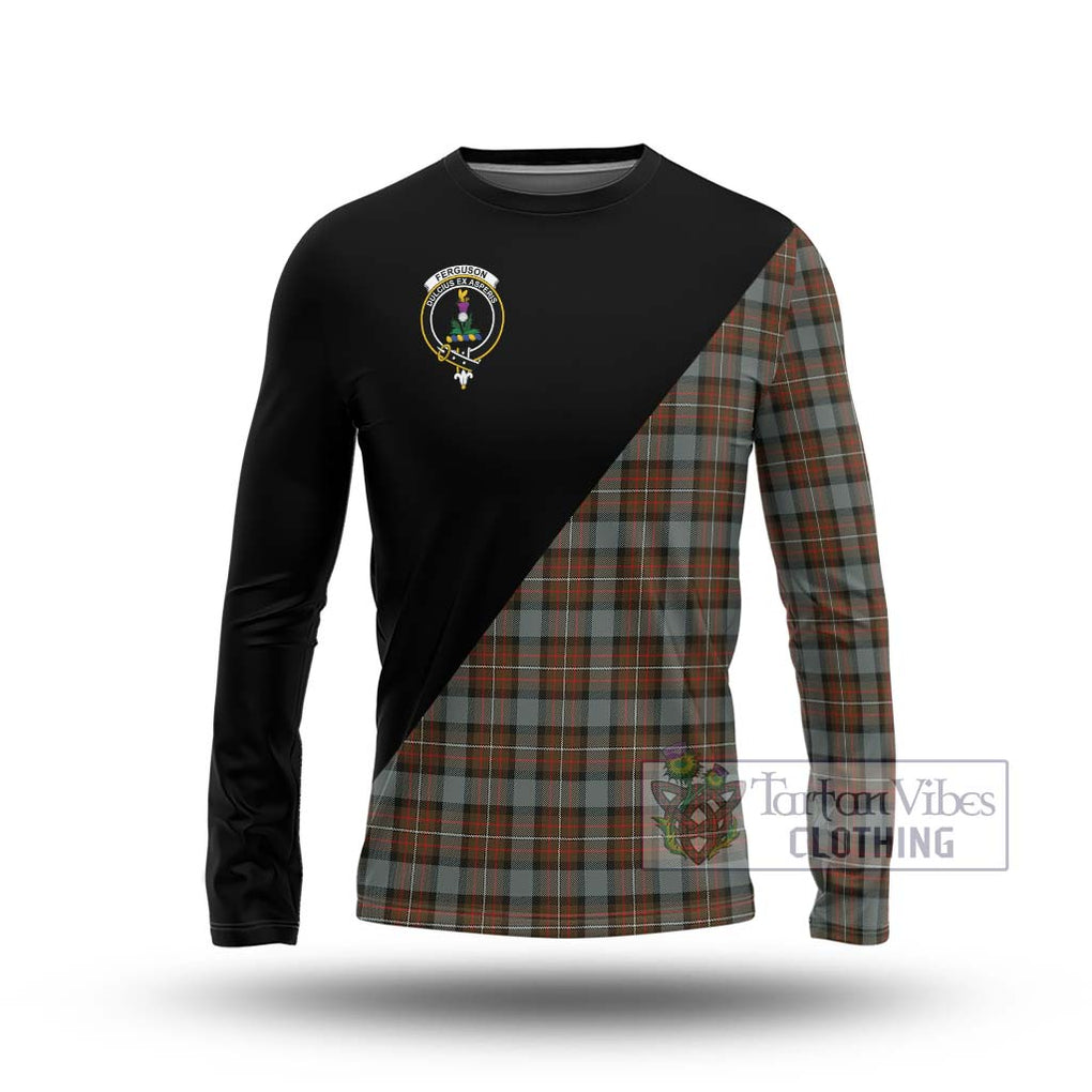 Ferguson Weathered Tartan Long Sleeve T-Shirt with Family Crest and Military Logo Style Unisex - Tartanvibesclothing Shop