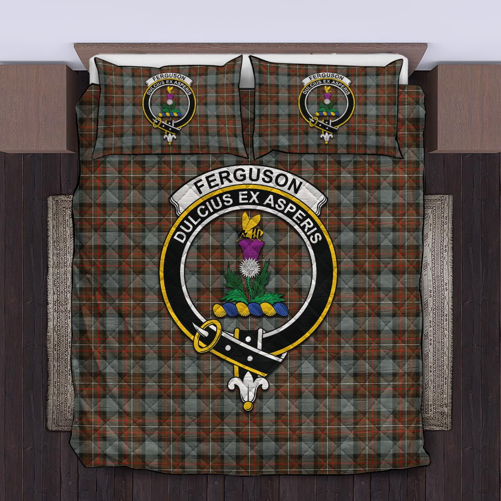 Ferguson Weathered Tartan Quilt Bed Set with Family Crest Twin - Tartan Vibes Clothing