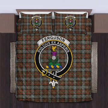 Ferguson Weathered Tartan Quilt Bed Set with Family Crest