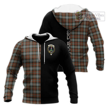 Ferguson Weathered Tartan Knitted Hoodie with Family Crest and Half Of Me Style