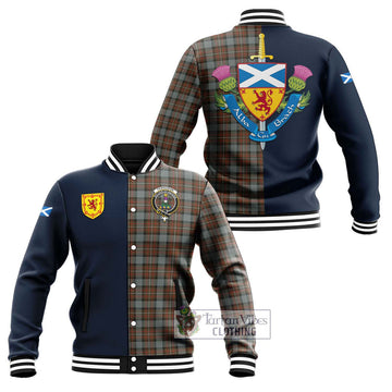 Ferguson Weathered Tartan Baseball Jacket Alba with Scottish Lion Royal Arm Half Style