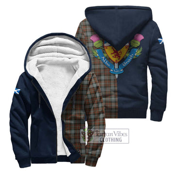 Ferguson Weathered Tartan Sherpa Hoodie Alba with Scottish Lion Royal Arm Half Style