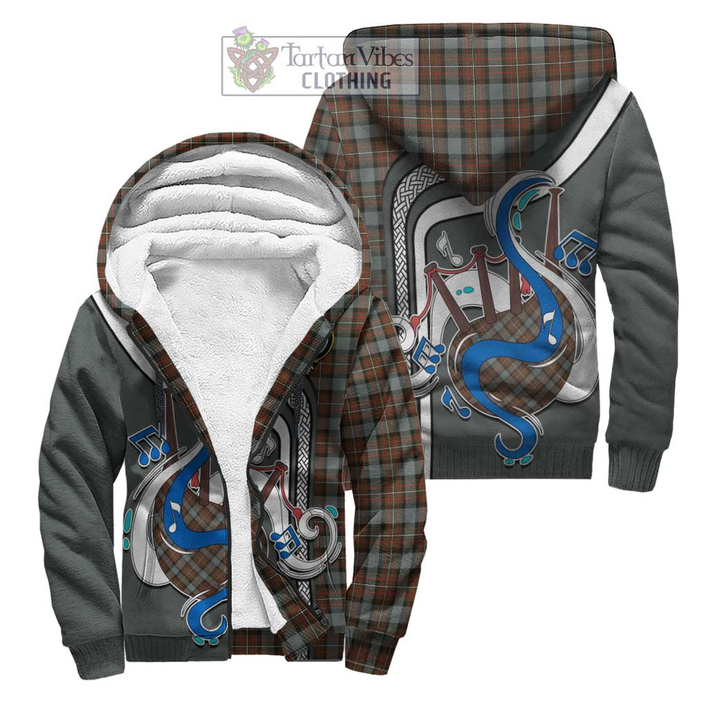 Ferguson Weathered Tartan Sherpa Hoodie with Epic Bagpipe Style Unisex S - Tartanvibesclothing Shop