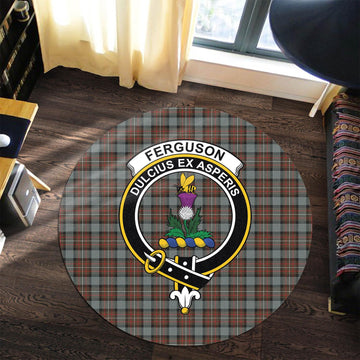 Ferguson Weathered Tartan Round Rug with Family Crest