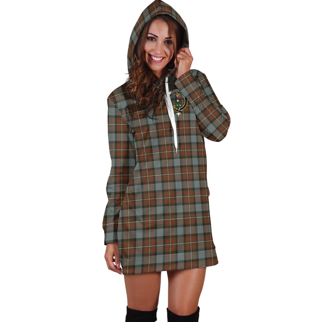 Ferguson Weathered Tartan Hoodie Dress with Family Crest - Tartan Vibes Clothing